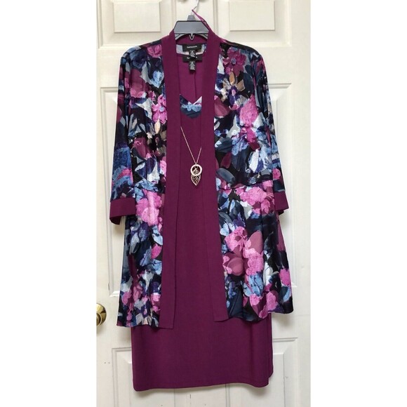 R & M RICHARDS WOMEN'S DRESS PLUS SIZE 16 PARTY WEDDING, PLUM SET OF TWO PIECES - Picture 1 of 14